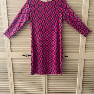 Slim Fit Geometric Pink and Blue Women's Dress By All For Color